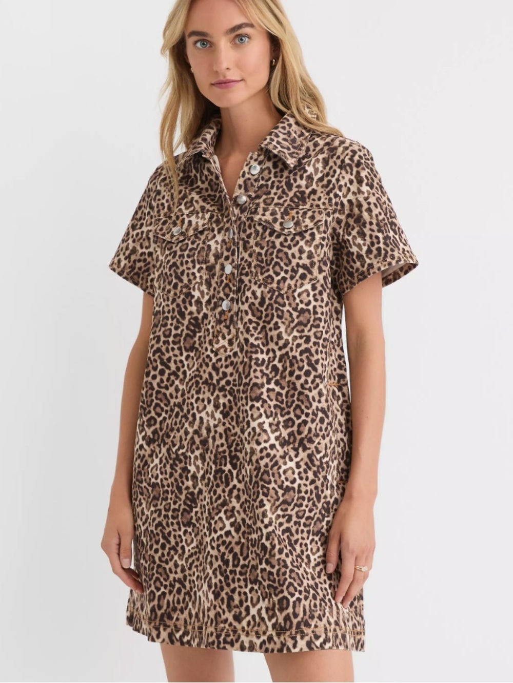 NWT Loft Leopard Print Short Sleeve Shirt Dress